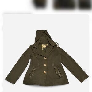 Sebby Olive Raincoat with Hood